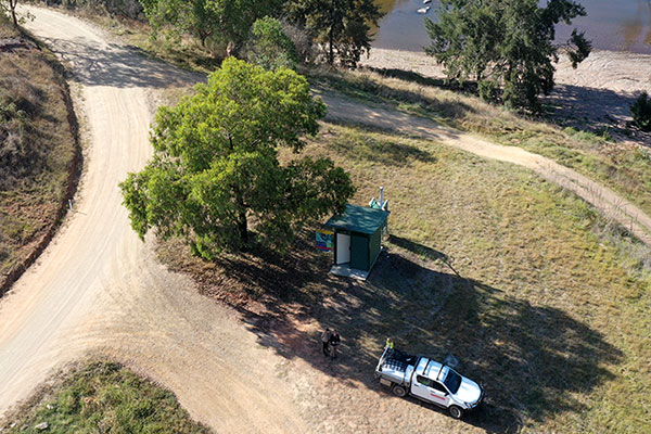 Aerial view of Bridle Track and one of the upgraded toilets, Amy Anderson Reserve