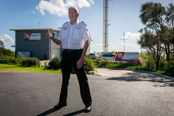 Marine Rescue Unit Commander Jim Wrighton gives the thumbs up to the improved access road