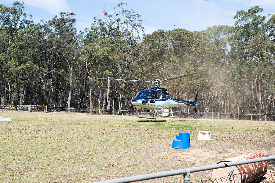 A helicopter used for aerial inspections of fire trails ahead of the bushfire season.